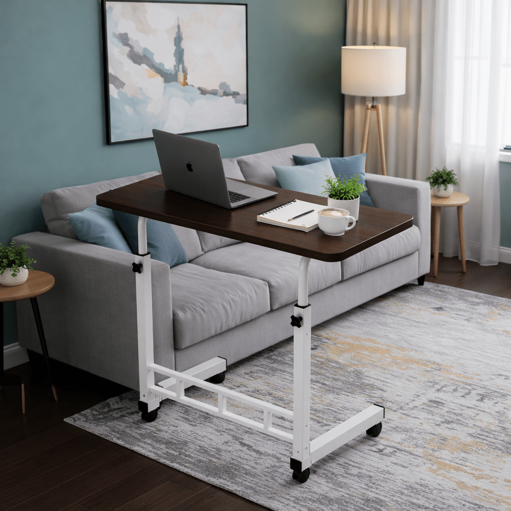 Height Adjustable Mobile Laptop Table with Wheels Rolling Bedside Computer Desk for Bed and Sofa Side Table for Bedroom Dorm Room Small Spaces Available in 8 Colors