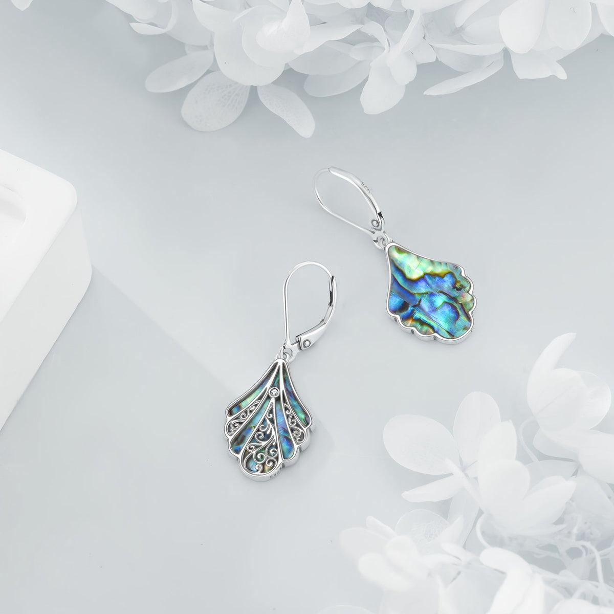 925 Sterling Silver Abalone Shell Dangle Drop Earrings for Women Boho Filigree Iridescent Statement Jewelry Gift