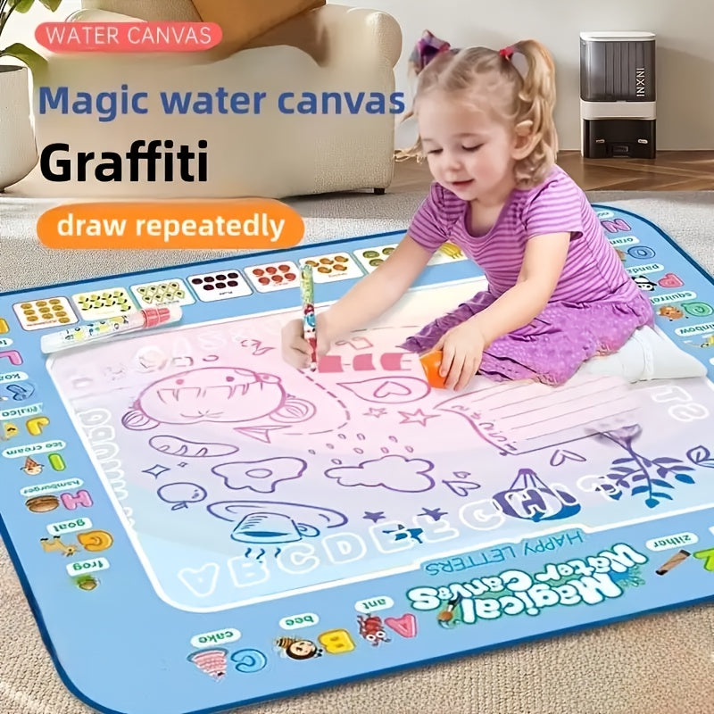 Water Drawing Doodle Mat for Kids 30x24 Inch Reusable Mess-Free Aqua Painting Canvas with Water Pens Dinosaur Ocean African Animal Theme Educational Art Toy Gift for Girls Boys Ages 3 and Up