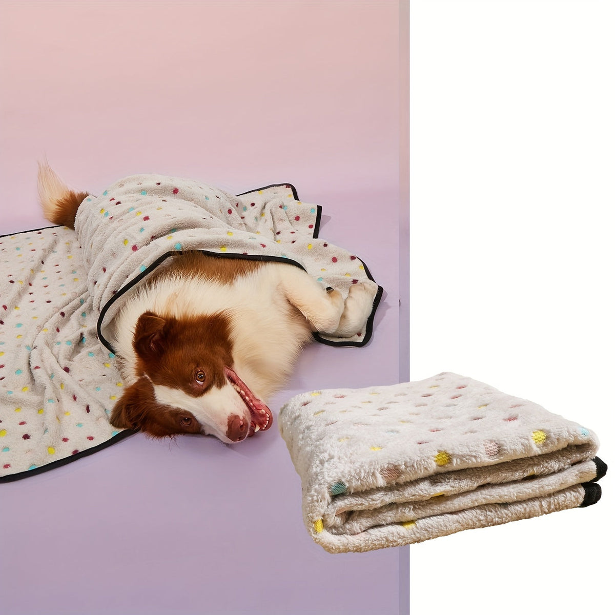 Ultra-Soft Pet Blanket for Dogs and Cats - Warm Cozy Polka Dot Pattern Fleece Blanket with Black Border for Puppy Kitten Small Medium Large Pets, 3 Colors & 3 Sizes S M L