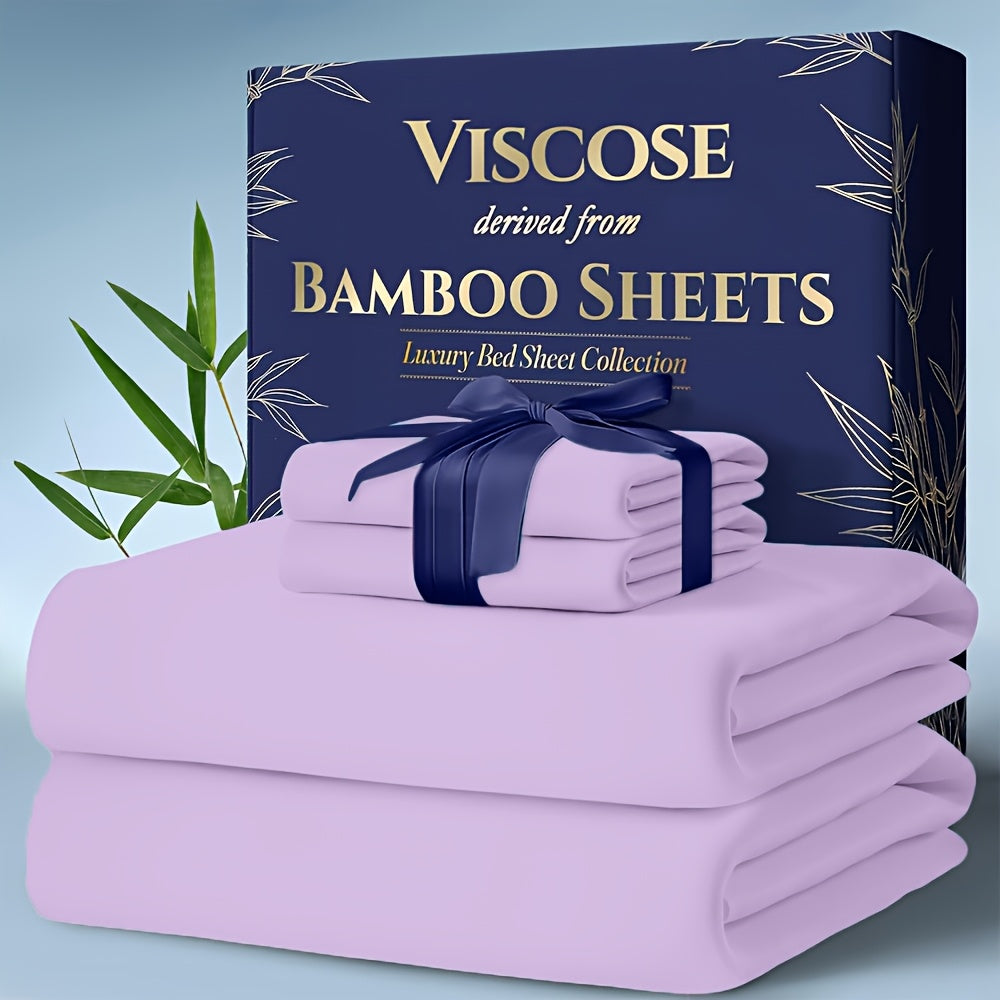Cooling Bamboo Bed Sheet Sets – Ultra-Soft Breathable Deep Pocket Sheets for Hot Sleepers, Twin Full Queen King, 4-Piece Set with Pillowcases, Moisture-Wicking Temperature Regulating