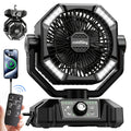 20000mAh Camping Fan with Dual Motor – Battery Operated Portable Fan with 4 LED Lantern Modes, 8 Speeds & Remote Control, Hanging Hook for Tent, Power Outages & Jobsite Use