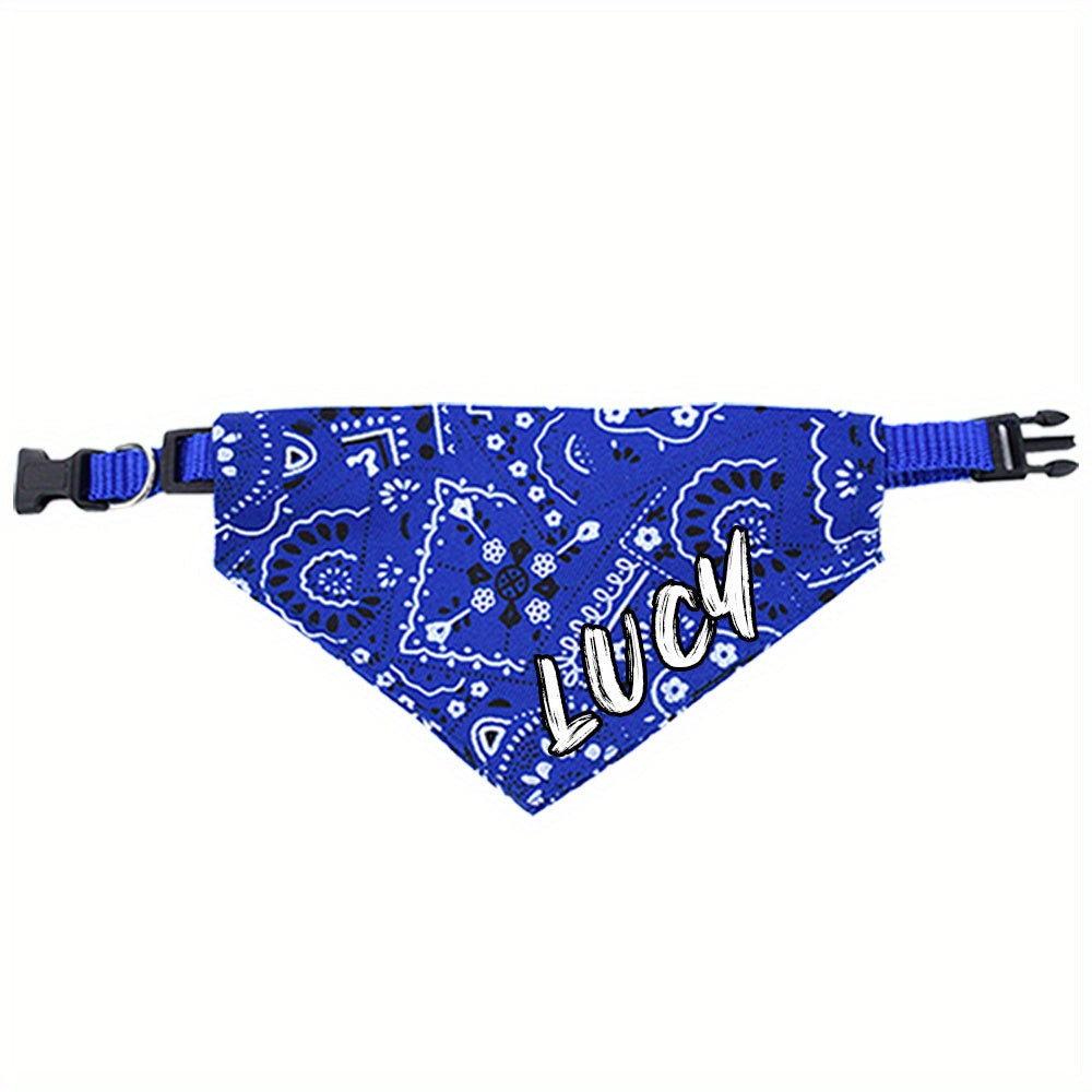 Personalized Dog Bandana Collar with Snap Closure - Adjustable Soft Polyester Pet Saliva Towel Necklace for Small Medium Large Dogs S M L 4 Colors Black Red Blue Pink Holiday Gift