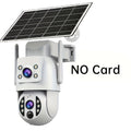 Solar Security Camera Outdoor 360 Degree PTZ 1296P HD Dual Lens Color Night Vision Two-Way Audio Motion Detection WiFi SD Storage Rechargeable Battery Wall Mount