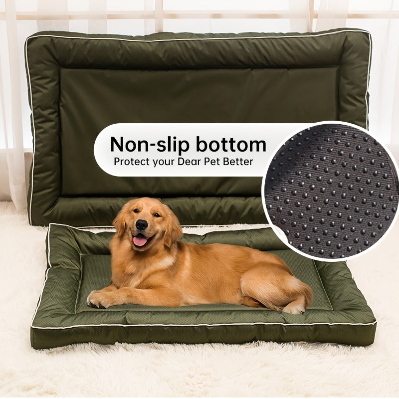 Extra Large Square Dog Bed for Small to Large Dogs – Printed Polyester Non-Slip Pet Mat, Polyester Fiber Filling, All-Season Indoor Dog Kennel Mat Cushion Bed