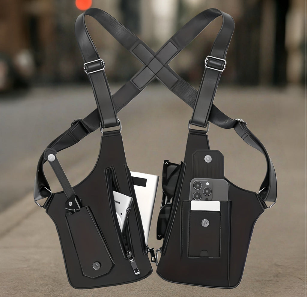 Men's Vintage Chest Bag Crossbody Pack - Lightweight Outdoor Vest Backpack with Hands-Free Phone Holder for Cycling, Hiking, Running & Fitness, Gift for Boyfriend Husband Dad