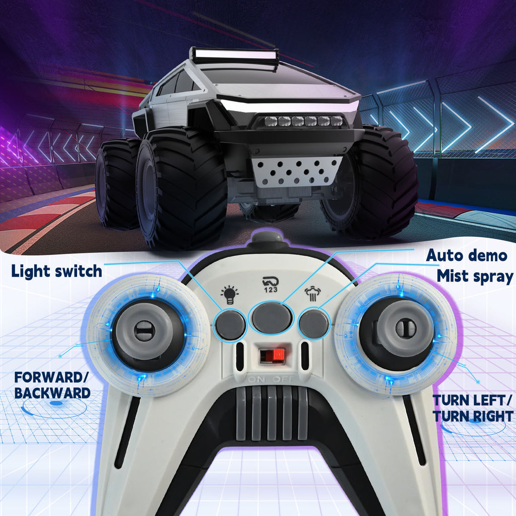 RC Monster Truck 1:14 1:18 Scale 2.4GHz 4WD Off-Road Remote Control Car with LED Lights Smoke Spray Effect Realistic Sound Metal Body Big Wheels for Kids Adults