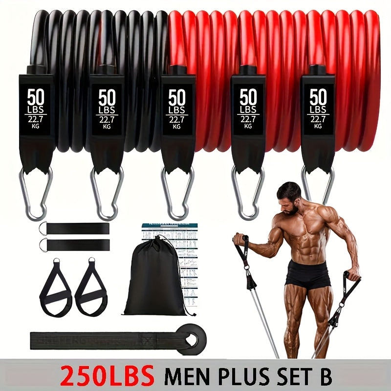 Resistance Bands Set 5pcs 250LBS – Heavy Duty Break-Resistant Exercise Bands for Men & Women, Home Gym Workout Expanders for Muscle Training, Yoga, Pilates, Stretching