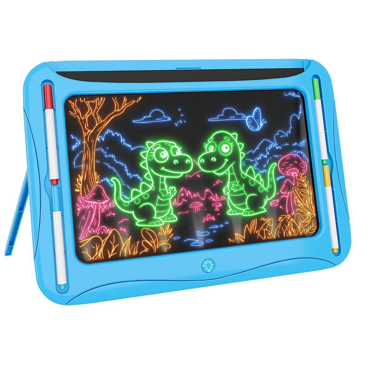 LED Light Up Drawing Board for Kids 8 Light FX Modes Doodle Tracing Art Set with 9 Double-Sided Cards 6 Washable Markers Flip Stand Creative STEM Toy Birthday Christmas Gift Girls Boys Ages 3-8
