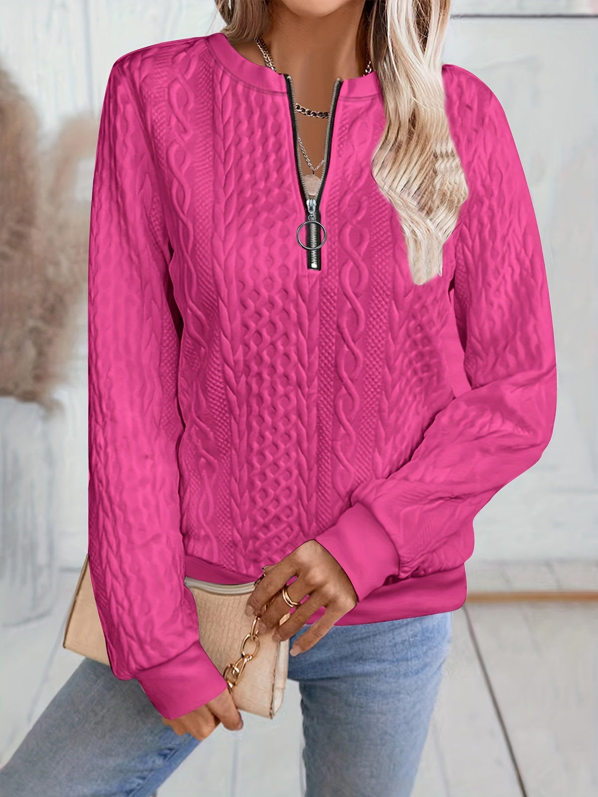 Women's Zip Up Sweatshirt Baseball Collar Long Sleeve Fall Winter Solid Color Fleece Pullover Top S M L XL XXL Multi Color