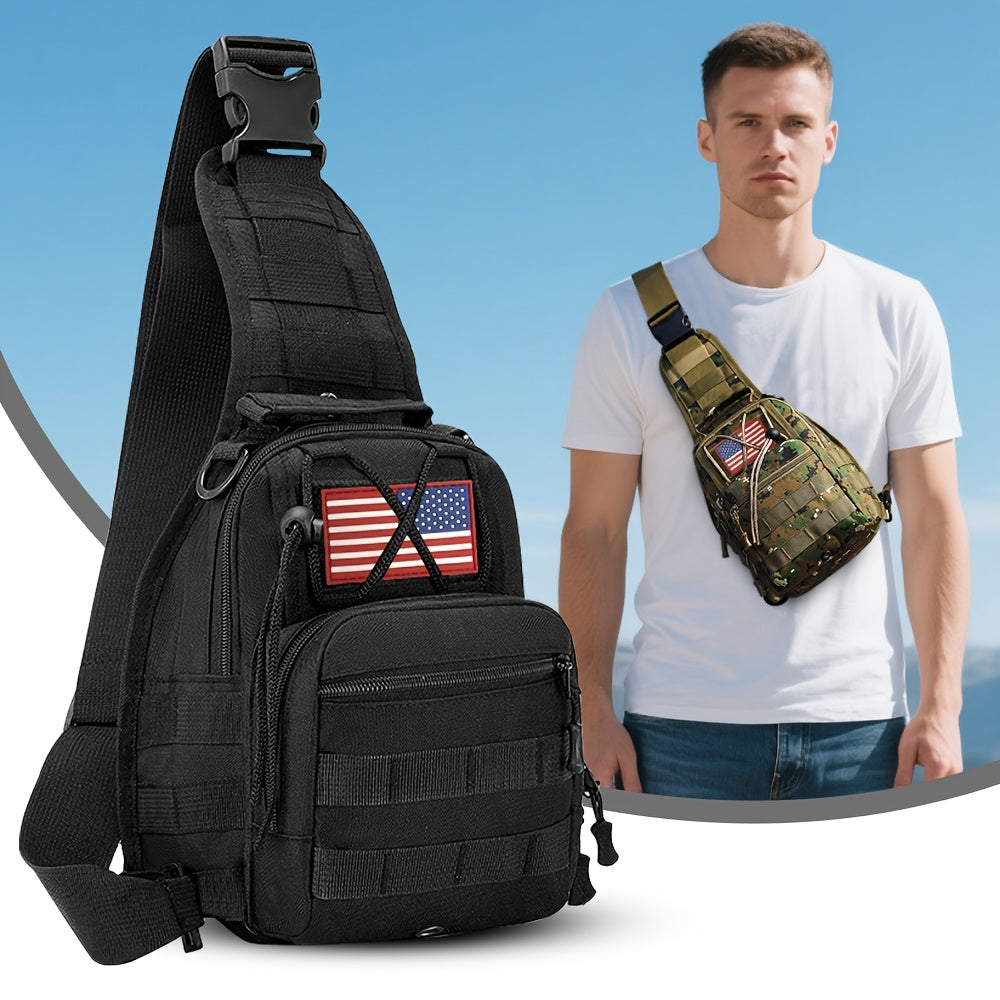 Tactical Sling Backpack – Lightweight Crossbody Daypack for Cycling, Hiking, Travel & Daily Use, Multiple Colors with Flag Patch Option