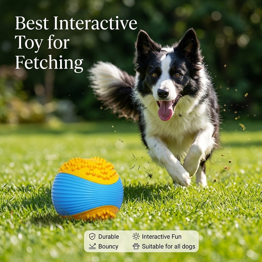Indestructible Dog Chew Toy Ball for Aggressive Chewers – Squeaky Tough TPR Rubber Chew Ball with Dental Cleaning Teeth Grooves, Interactive Fetch Toy for Small Medium Large Breed Dogs (Orange & Blue)