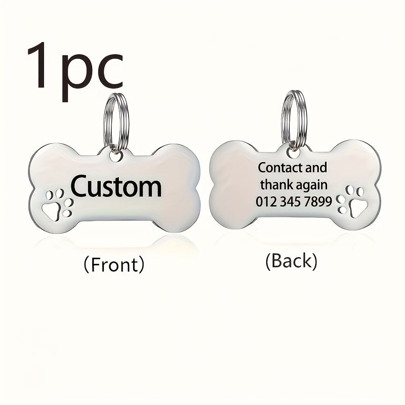 Custom Engraved Stainless Steel Dog ID Tag - Personalized Pet Name Tag Anti-Loss Single or Double Sided Engraving 6 Colors Dogs Cats Gift White Silver Gold Black Rose Gold Blue