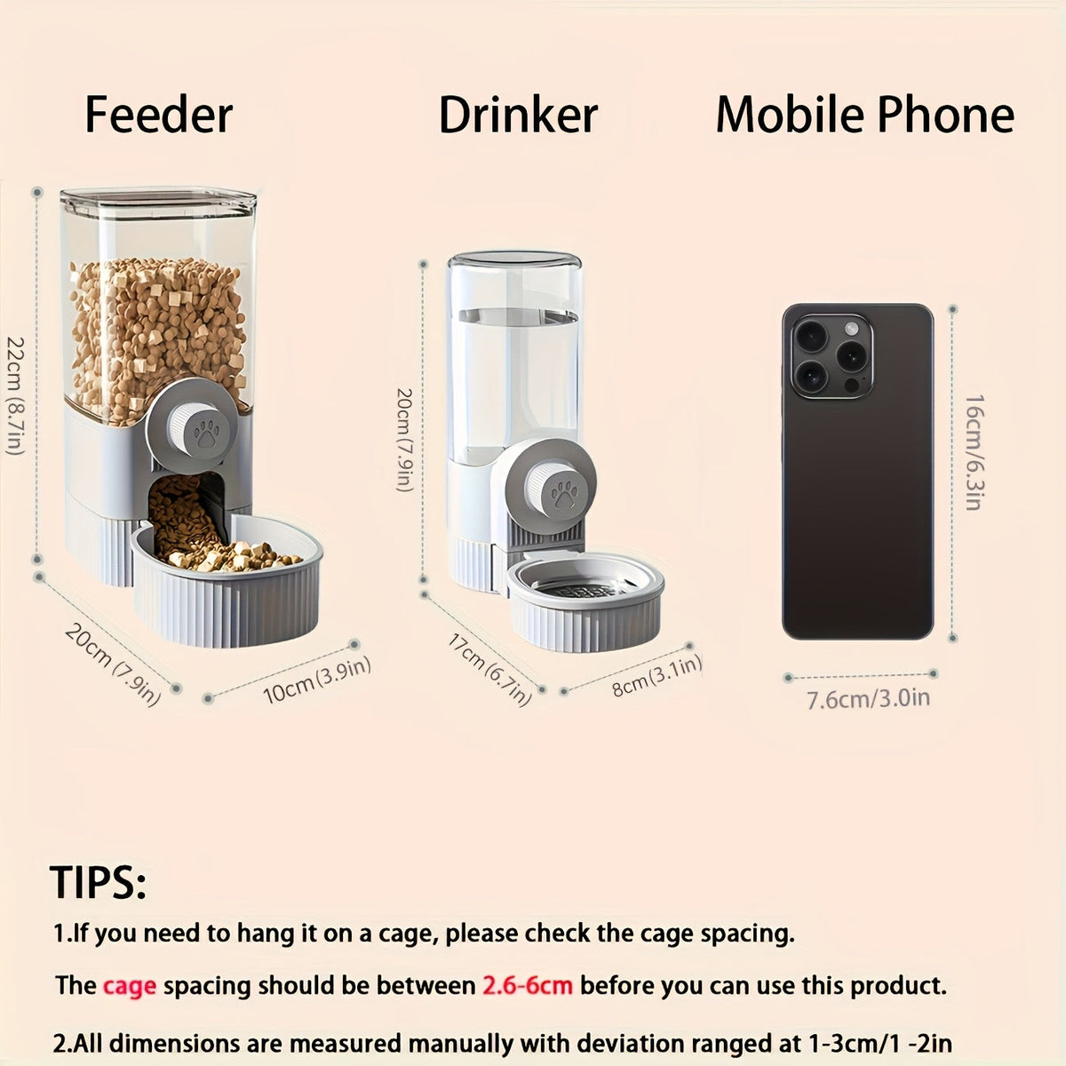 Hanging Cage Pet Feeder & Water Dispenser Set – 2-Piece Gravity Auto Feeding & Drinking Bowl for Cats, Dogs & Rabbits, Large Capacity Cage Mount Food & Water Bowl Combo