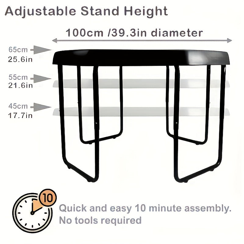 Adjustable Height Iron Play Stand for Tuff Tray – Fits 27.56" & 39.37" Sand Water Sensory Trays – Sturdy Black 3-Leg Frame, Portable Outdoor Sensory Play Table Stand for Kids Toddlers Classroom Home