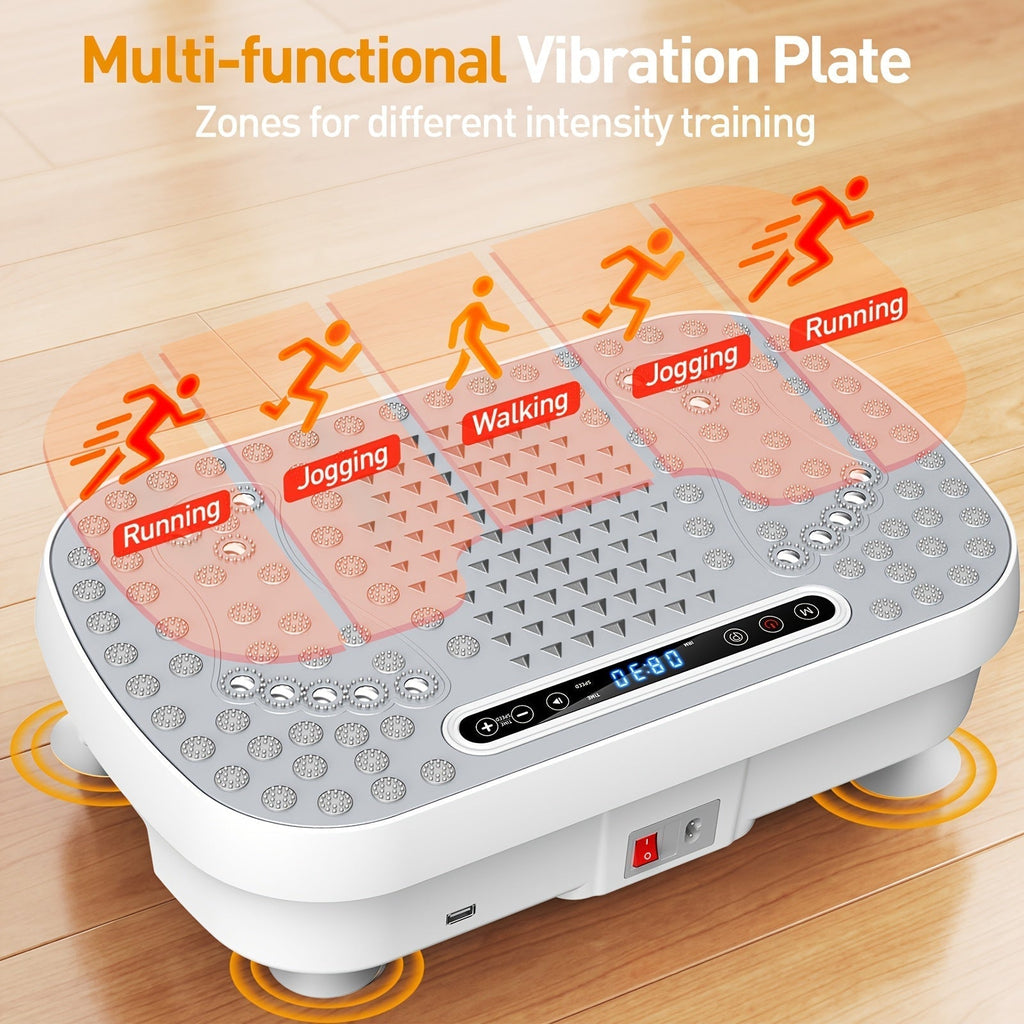 Vibration Plate Whole Body Workout Machine Lymphatic Drainage Fitness Platform Silent Motor Adjustable Speed Control Home Gym Exercise Equipment for Weight Loss Muscle Toning