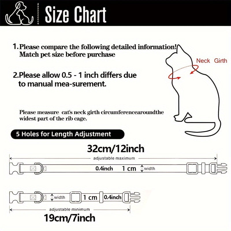 Custom Engraved Glow-in-the-Dark Cat Collar with Personalized ID Tag - Safety Breakaway Buckle, Bell & Luminous Night Safety Design, Adjustable Breathable PP Collar with Pet Name, Phone & Address Engraving