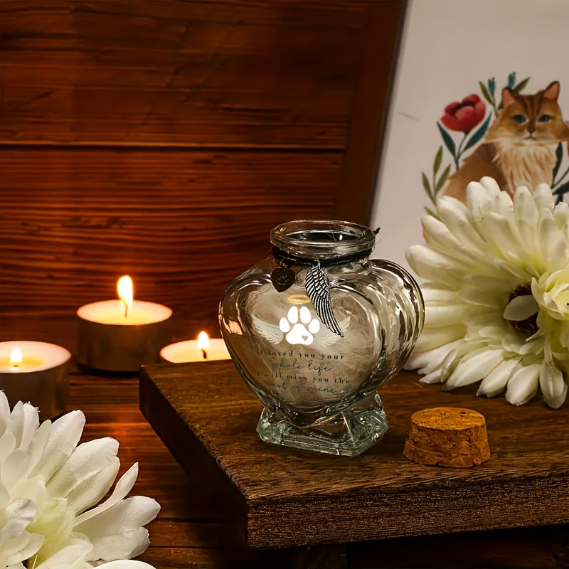 Pet Hair Keepsake Bottle with Cork Stopper - Glass Dog & Cat Fur Memorial Jar, Pet Hair Preservation Memento Bottle, Meaningful Sympathy Gift for Pet Loss, Unique Pet Memorial Keepsake for Cat & Dog Owners