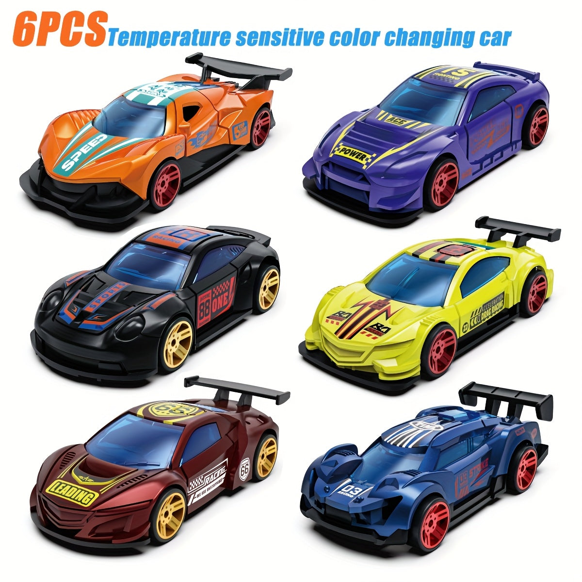 Color-Changing Alloy Toy Cars – Thermal Temperature Sensing Magic Die-Cast Vehicles – Hot & Cold Color Change Bath Toys for Kids – 2, 3 or 6 Pack – Party Favor & Goodie Bag Filler Gift for Boys