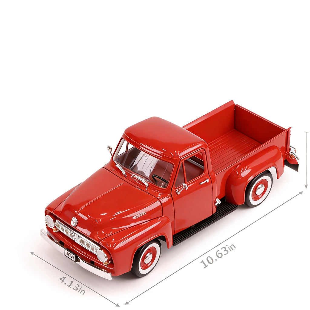 1953 Ford F-100 Pickup 1/18 Scale Zinc Alloy Diecast Model Car - Detailed Interior, Rotatable Wheels, Acrylic Display Box | Classic Truck Collectible Gift for Car Enthusiasts, Father's Day Christmas Birthday