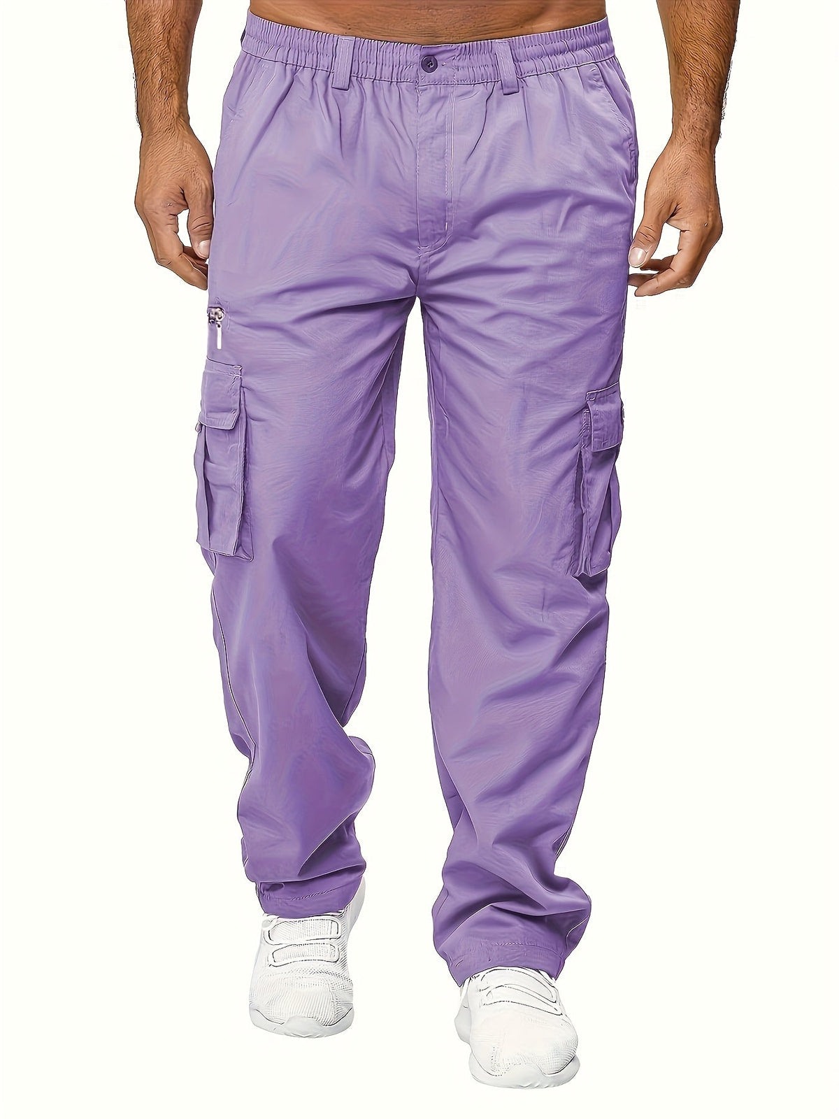 Men's Cargo Pants 3-Pack Multi-Pocket Regular Fit – Solid Color Polyester Woven Hiking Outdoor Pants for Spring & Fall, Sizes S-XXXL, 9 Color Combos
