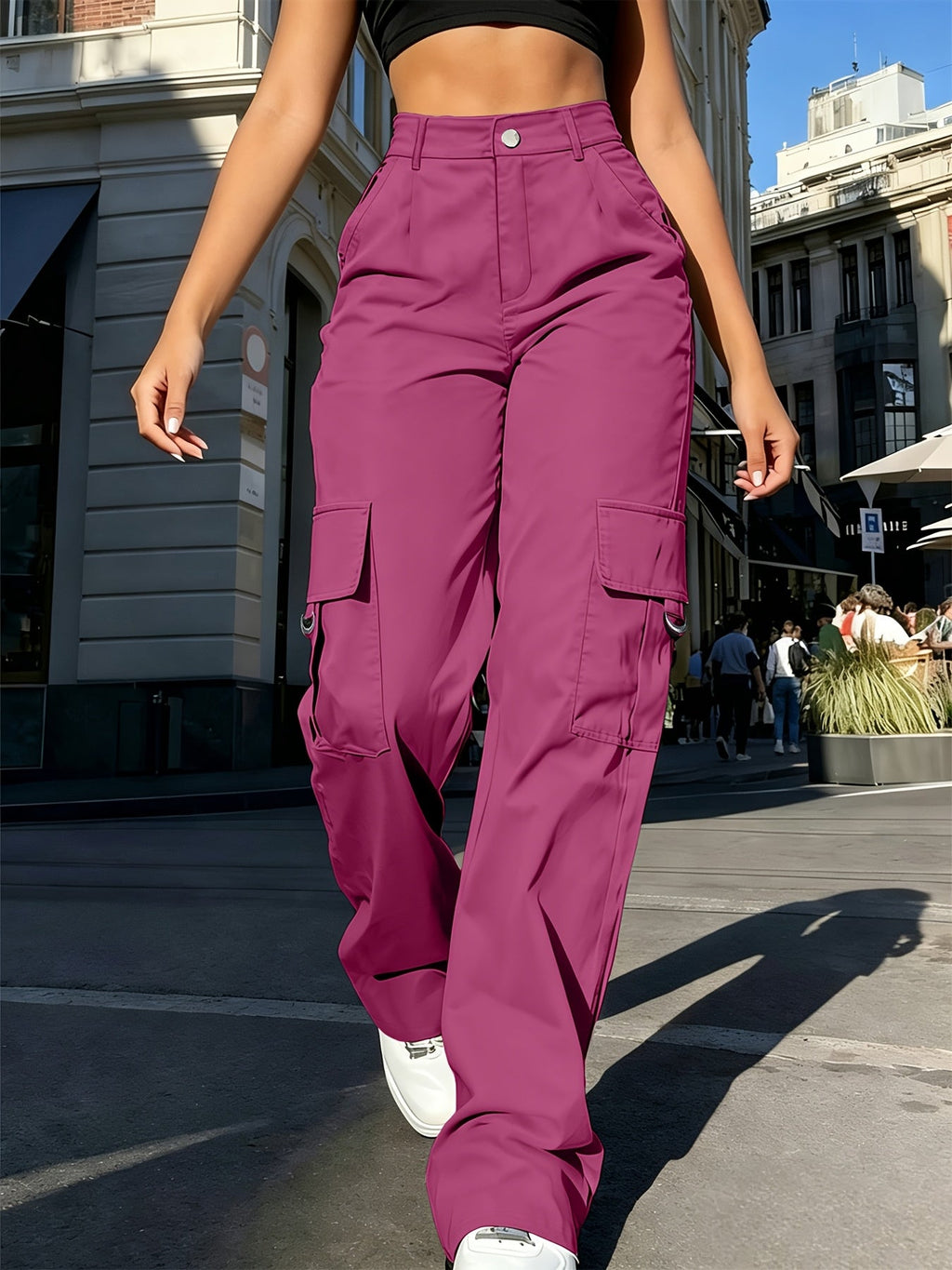 Women's High-Waist Cargo Jogger Pants Quick-Dry Lightweight Drawstring Waist Multi-Pocket Casual Wide-Leg Trousers for Women XS-XXL 7 Colors
