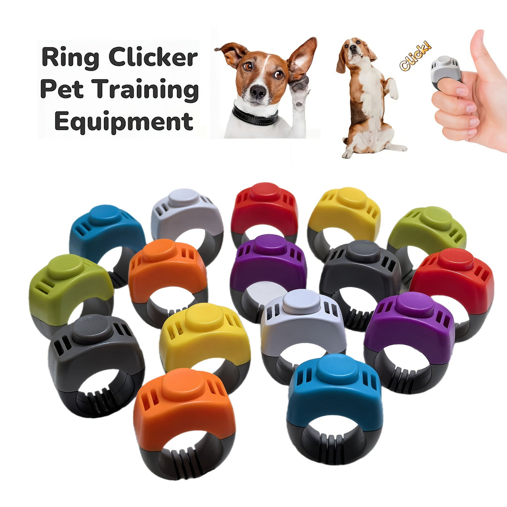 Ring Clicker for Dog Training - Hands-Free Finger Ring Design Pet Training Clicker for Dogs, Cats, Birds, Horses & Rabbits - No Battery, Adjustable Fit, Fashionable Colors