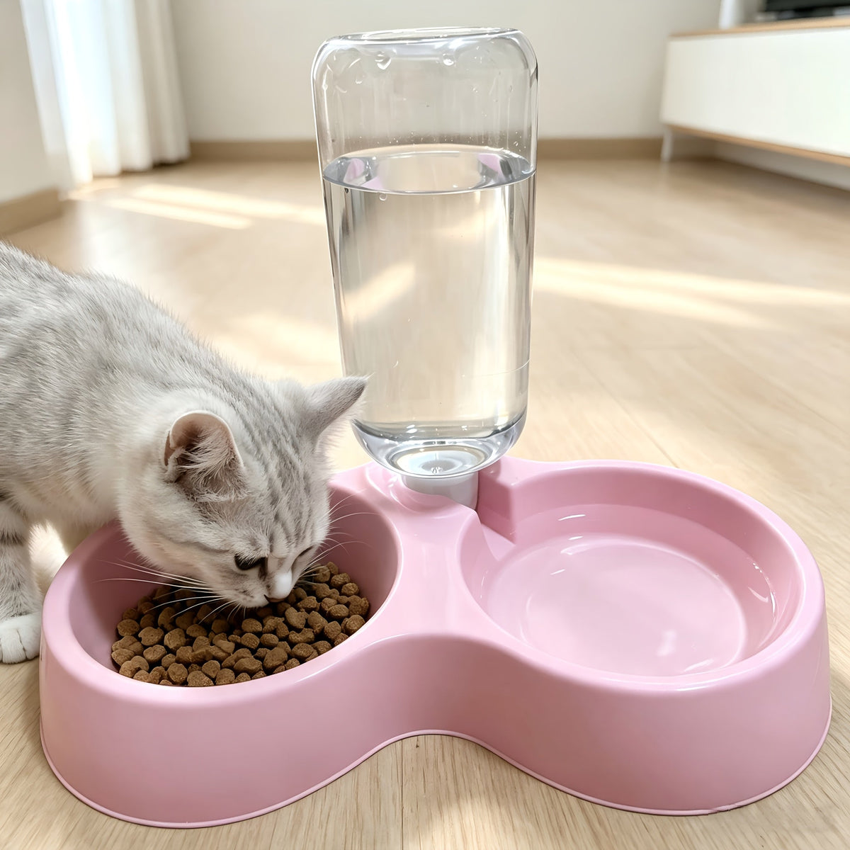 Tilted Anti-Slip Pet Feeder and Waterer Bowl Set - Ergonomic Tilt Design for Cats & Dogs, No Battery Required, Promotes Healthy Eating Posture, Easy-Clean Feeding & Drinking Station for Indoor Pets