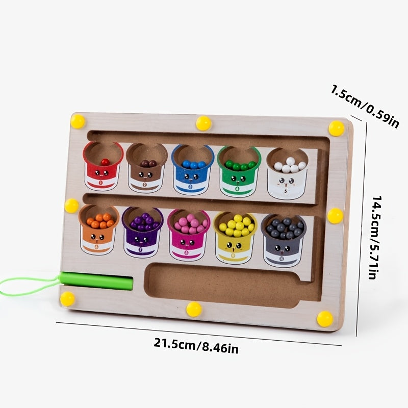 Wooden Color Bead Maze Puzzle for Toddlers Color Coded Bead Sorting Roll-On Activity Early Learning Educational Toy for Boys Girls Color Recognition Fine Motor Skills Development Birthday Gift Ages 1 2 3