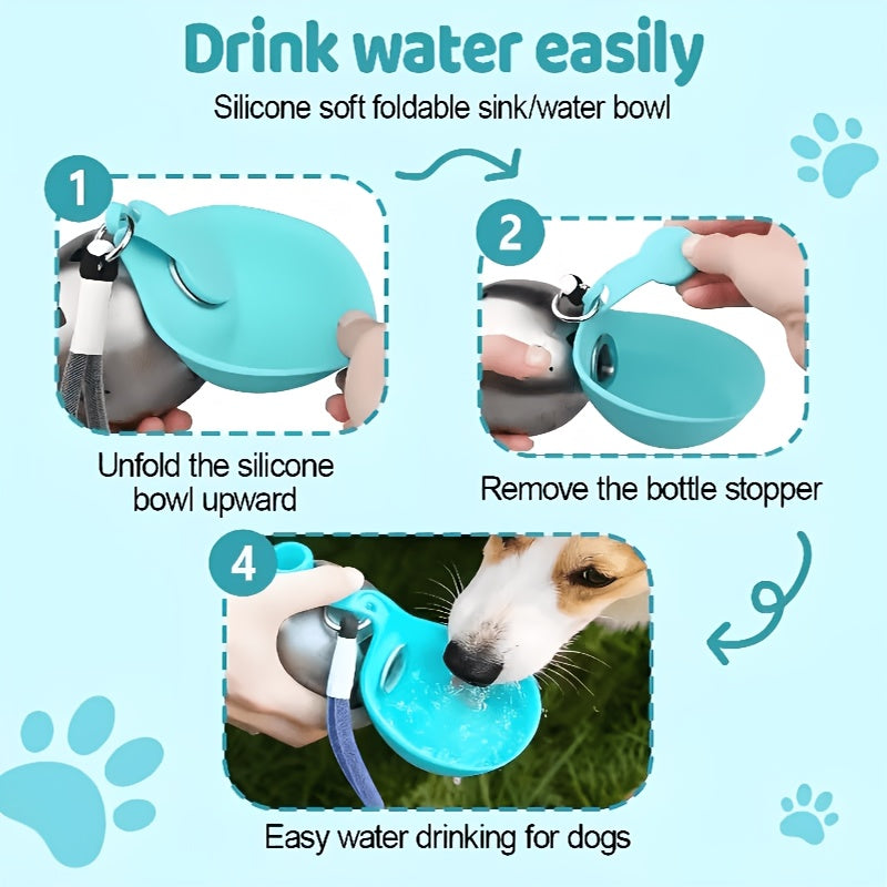 Portable Pet Water Bottle with Anti-Drop Lanyard – Leak-Proof Spherical Transparent Travel Drinking Bottle for Dogs & Cats, Aesthetic Sea Salt Blue Design, Lightweight Outdoor Hydration Accessory