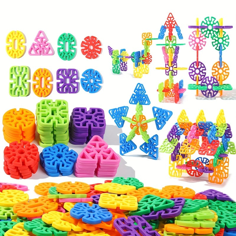 98-Piece Snowflake Building Blocks for Kids – STEM Educational Toy, Round Hole Puzzle Assembly, Creative Construction Kit, Best Gift for Boys & Girls Ages 3+