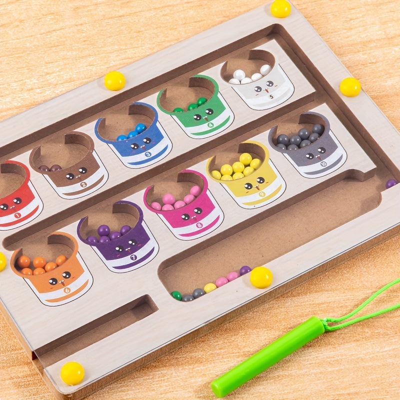 Wooden Color Bead Maze Puzzle for Toddlers Color Coded Bead Sorting Roll-On Activity Early Learning Educational Toy for Boys Girls Color Recognition Fine Motor Skills Development Birthday Gift Ages 1 2 3