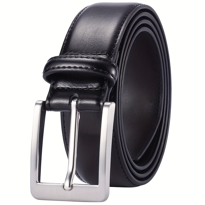 Men's Genuine Leather Prong Buckle Belt for Jeans & Work – Classic Business Dress Belt in Black, Brown & More, Sizes 28"-54" Including Big & Tall