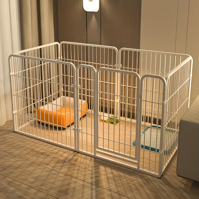 Stainless Steel Indoor Dog Enclosure – Multi-Functional Pet Pen with Resting, Play & Potty Training Zones for Small & Medium Dogs, Pre-Assembled Easy Setup, Black or White