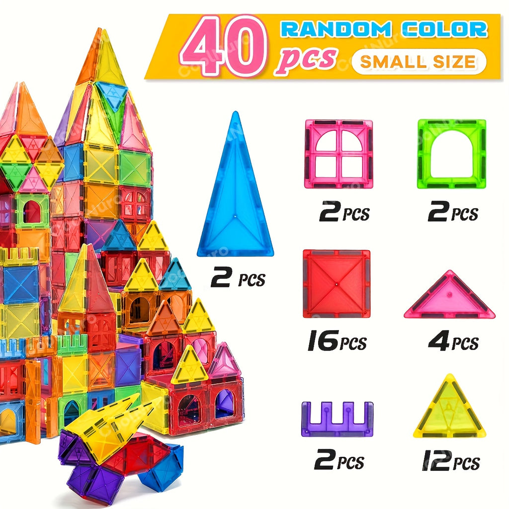 Magnetic Building Blocks for Kids 40/100pcs – STEM Educational Magnetic Tiles Stacking Puzzle Playset, Sensory Learning Toys, Creative Construction Gift for Boys Girls Toddlers Ages 3+, Random Colors