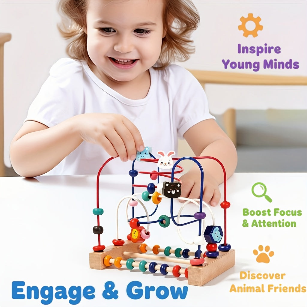 Baby Bead Maze Animal Roller Coaster Toy – Smart Animals Orbiting Bead Wire Puzzle for Infants & Toddlers | Early Education Fine Motor Skills & Sensory Development Toy for Ages 1-3
