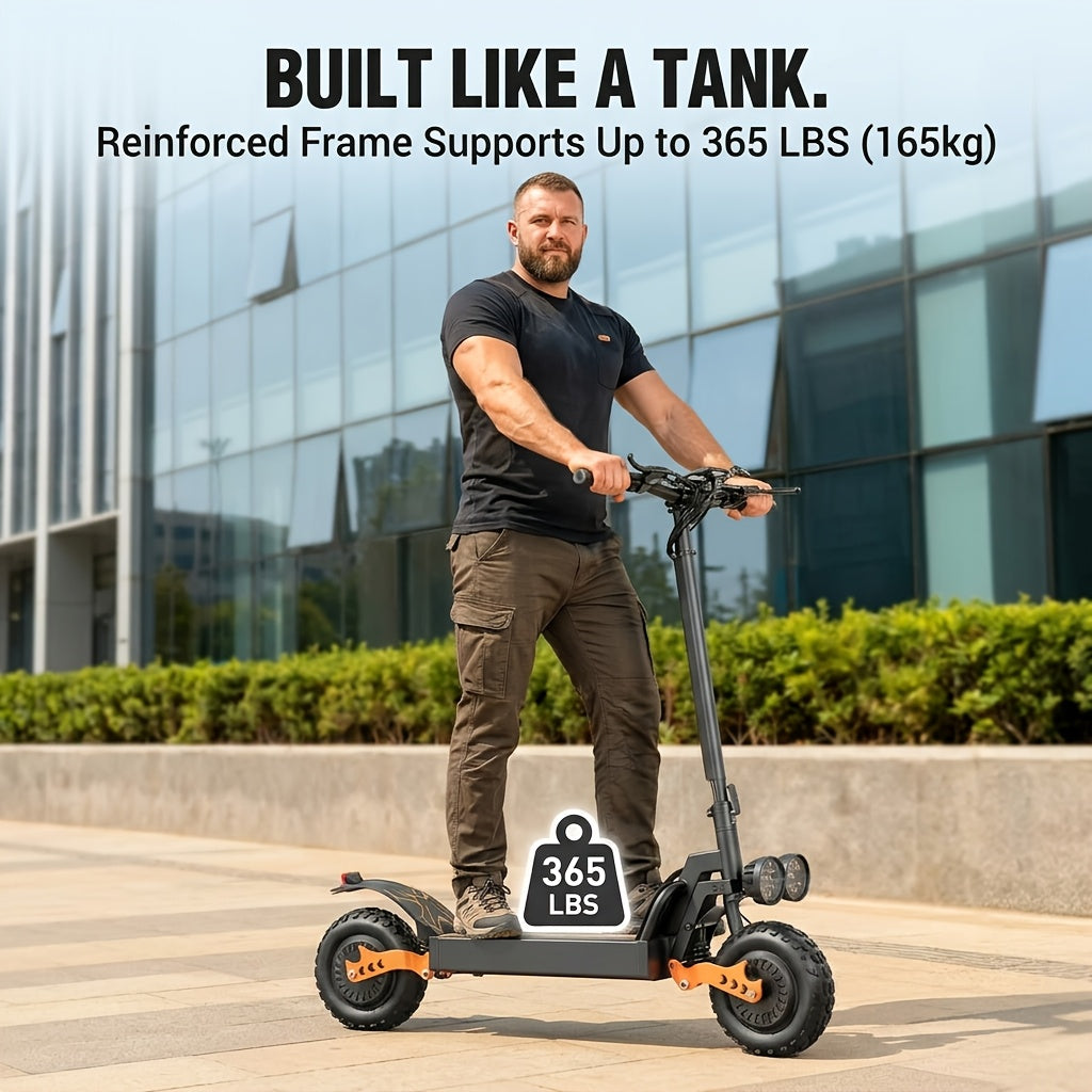 LOVEBike GT28 Dual Motor Foldable Electric Scooter for Adults – 54.6V 30Ah Battery, 55-Mile Range, Fat Tire Off-Road E-Scooter with Dual Headlights, 60 lbs