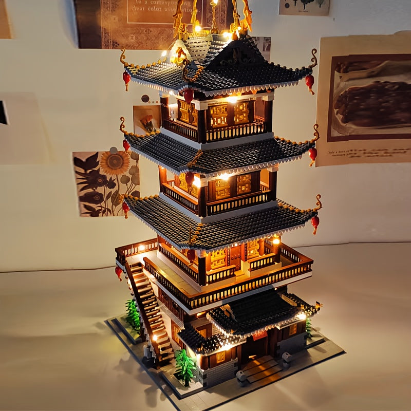 6134pcs Chinese Ancient Architecture Heavenly Fairy Mirror Building Block Set Huge Difficult Mini Bricks Adult Puzzle Toy Home Decor STEM Gift Christmas Birthday New Year Holiday Present