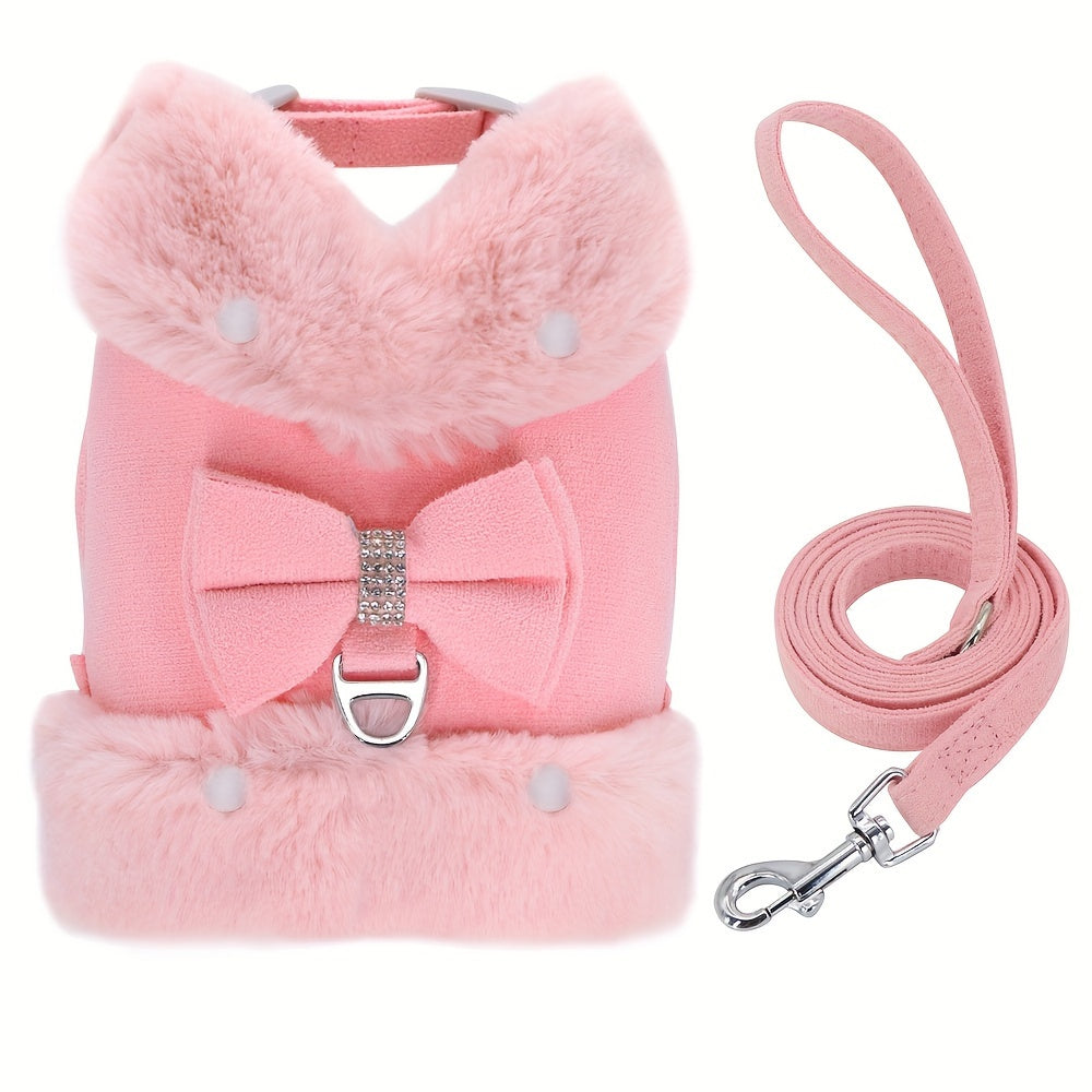 Small Dog Harness and Leash Set Soft Warm Winter Vest Harness for Small Dogs Cats Chihuahua Yorkie – Padded No-Pull Puppy Harness with Quick Release Buckle Dog Clothes Vest for Outdoor Walking