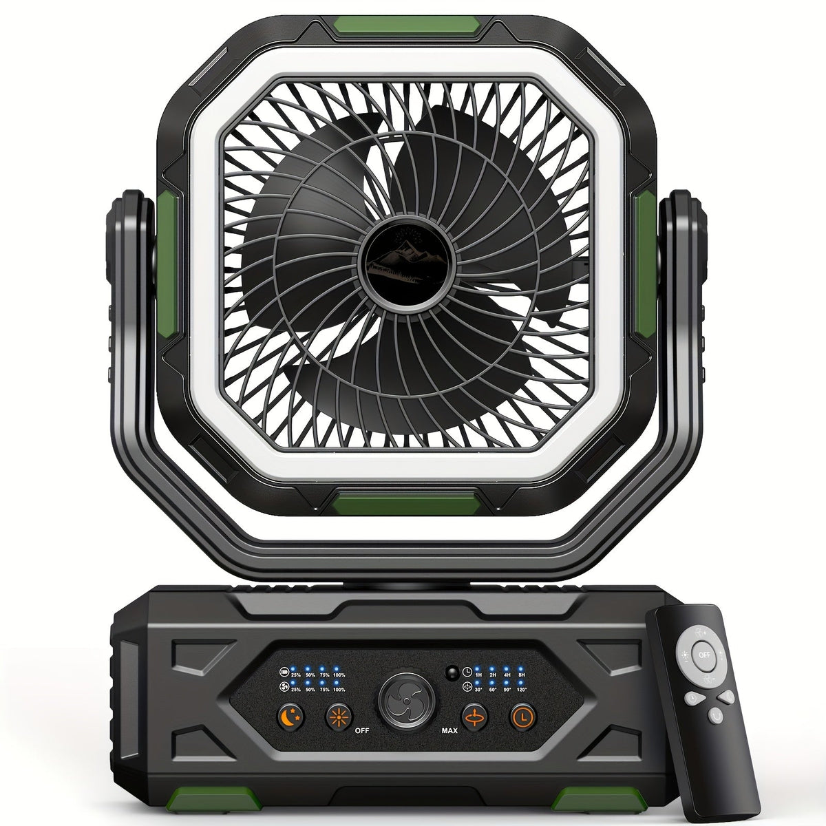 20000mAh Portable Camping Fan with Remote & Oscillation – Rechargeable 4-Speed Quiet Fan with LED Lantern, 45°/90° Oscillation, Timer & Hook for Tent, Car, RV, Bedroom & Emergency Cooling, 12-138Hr Runtime