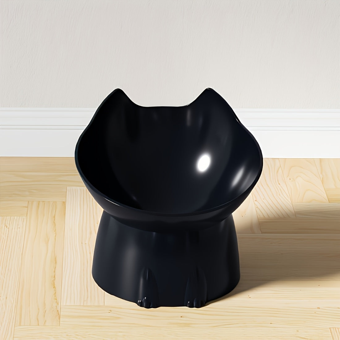 Cat Ears Raised Cat Food Bowl Anti-Tip Design - Cute Elevated Plastic PP Cat Dish for Comfortable Feeding, Playful Cat Ear Shape Pet Bowl for Indoor Cats