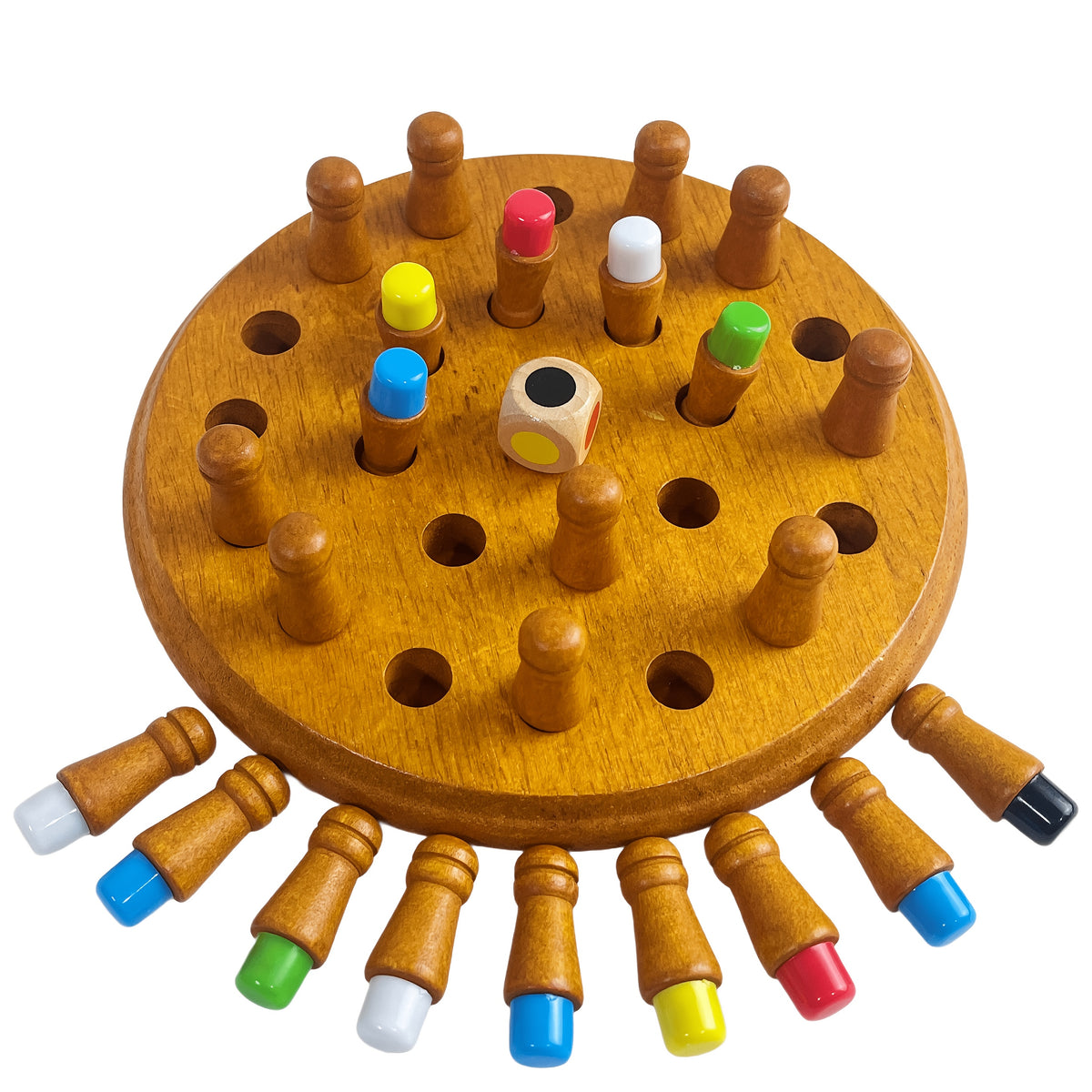 Wooden Color Memory Matching Game for Kids & Family - Upgraded Solid Wood Travel Board Game, Brain Training Strategy Puzzle, Memory Chess for Boys & Girls, Birthday Holiday Gift Ages 3+