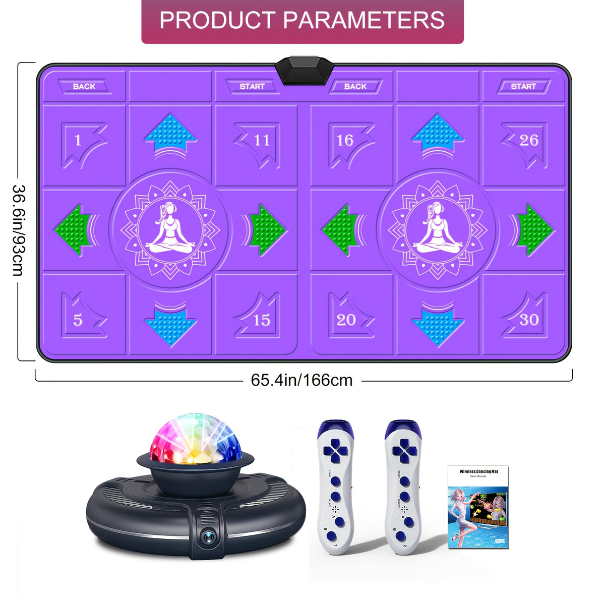 Wireless Dance Mat for Kids & Adults - Double User Electronic Dance Pad with HD Camera, TV Compatible, Fitness Step Game for Boys & Girls Ages 3+ | Birthday Christmas Gift for Family Fun