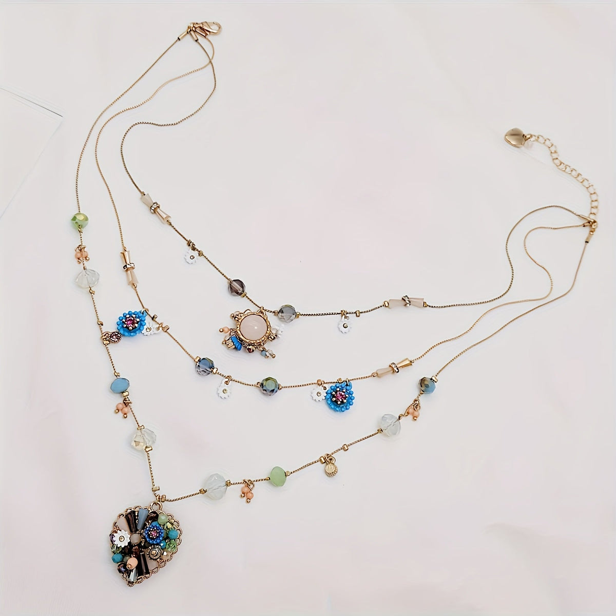 925 Sterling Silver Handmade Multi-Layer Love Beaded Necklace & Earring Set for Women – December Birthstone Jewelry, Elegant Daily & Wedding Gift with Free Gift Box