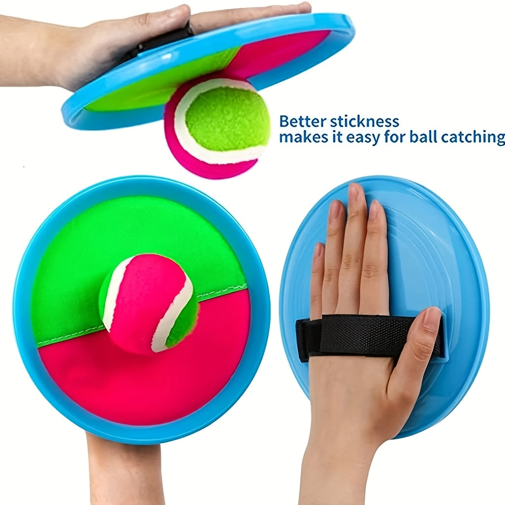 Kids Toss and Catch Ball Game Set with Rackets - 4 Rackets & 2 Balls Outdoor Backyard Beach Sport Toy for Family Fun, Durable Plastic Active Play Set for Boys Girls Ages 3+, Easter Birthday Gift