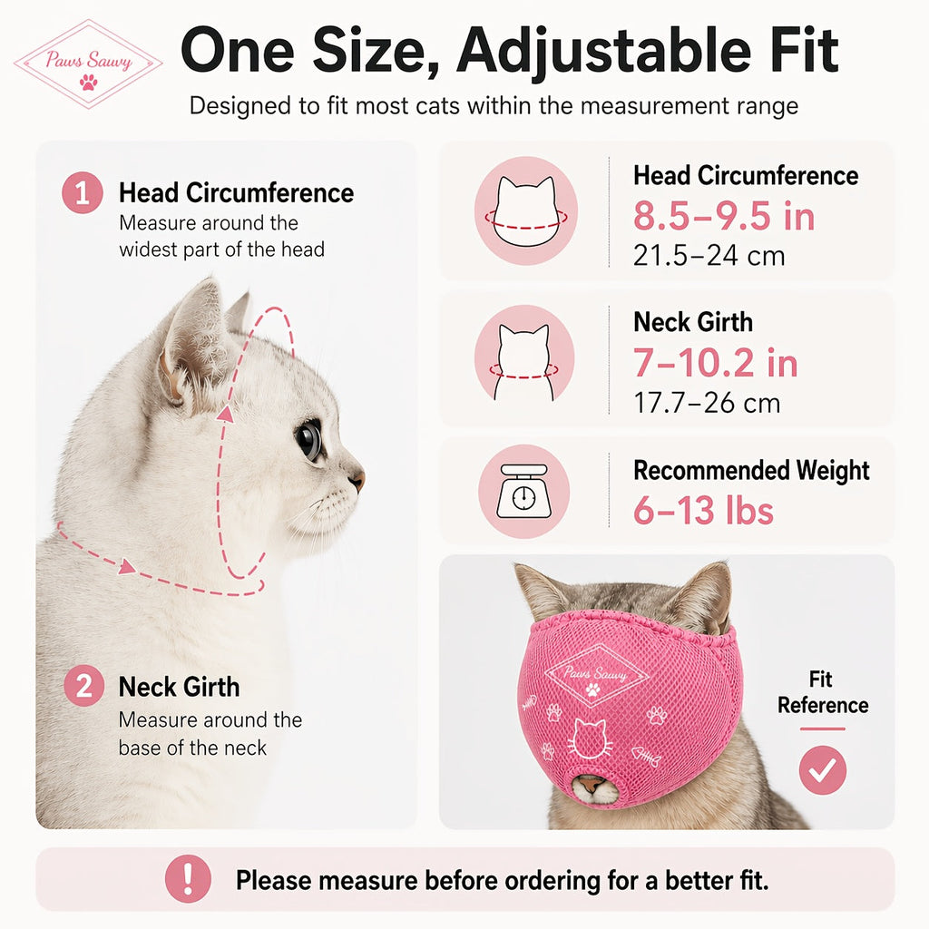 Cat Muzzle for Grooming - Adjustable Breathable Anti-Bite Cat Grooming Mask with Mesh Design, Comfortable Pet Care Hood for Nail Trimming, Bathing, Vet Visits & Cleaning, Christmas Holiday Print Gift