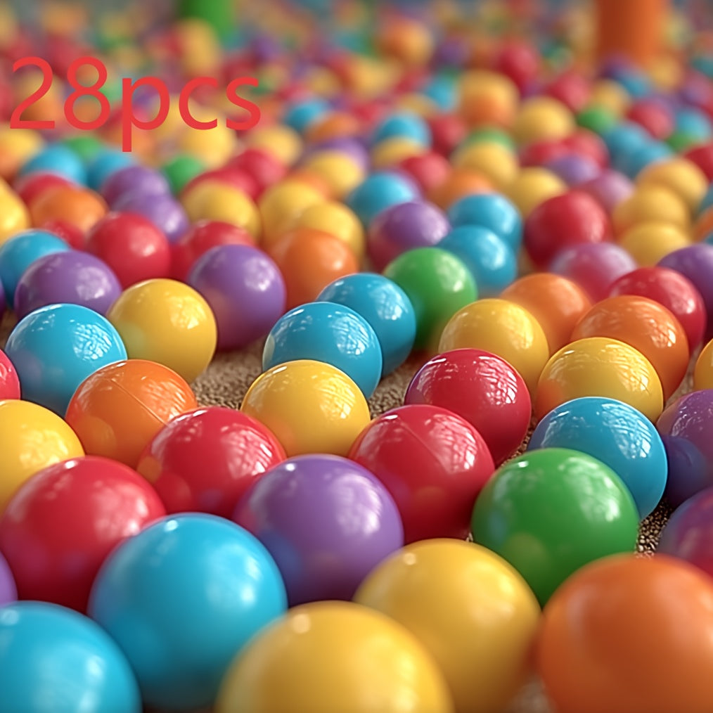 28pcs Ocean Balls for Kids - Colorful Soft Plastic Ball Pit Balls for Baby Toddler Play, Water Pool, Indoor Playground, Birthday Party Decorations & Christmas Gift, Mixed Colors, Ages 0+