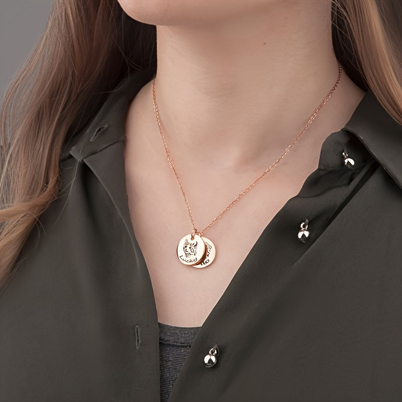 Custom Pet Portrait Circle Necklace – Handmade Personalized Dog & Cat Photo Jewelry, Silver Gold Rose Gold, 1-3 Circle Charm – Pet Lover Gift, Memorial & Birthday Necklace