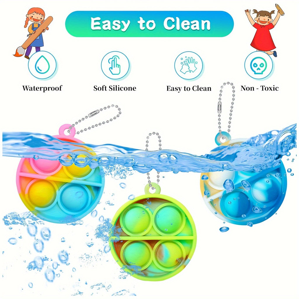 Mini Pop Bubble Fidget Sensory Toys 40 Pack - Push Bubble Stress Relief Toy for Kids, Assorted Random Colors, Classroom Prize Box Stuffers, Birthday Party Favor Goodie Bag Fillers, Anxiety Relief Toy
