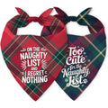 Christmas Dog Bandanas 2 Pack - Green Red Plaid Reversible Holiday Triangle Bibs for Medium Large Dogs, Festive Xmas Pet Scarf Costume Accessory, Dog Christmas Gift & Stocking Stuffer